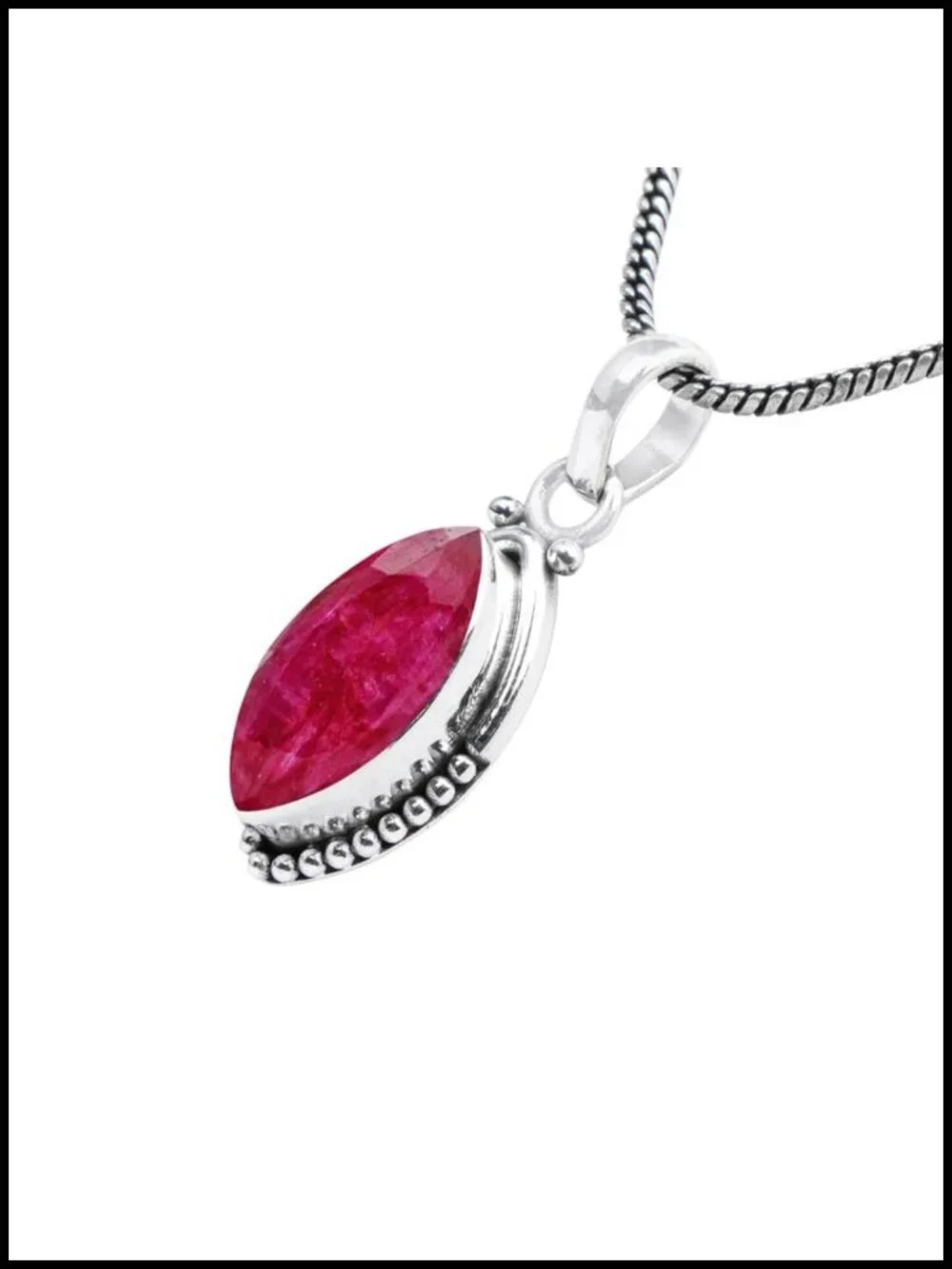 Natural Ruby Gemstone Pendant Sterling Silver Necklace Handmade Jewelry Gift
